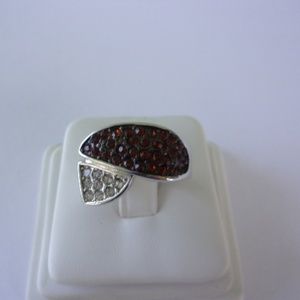 Brown Pave Rhinestone Leaf Ring Size 8